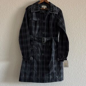 Merona Black Plaid Trench Coat